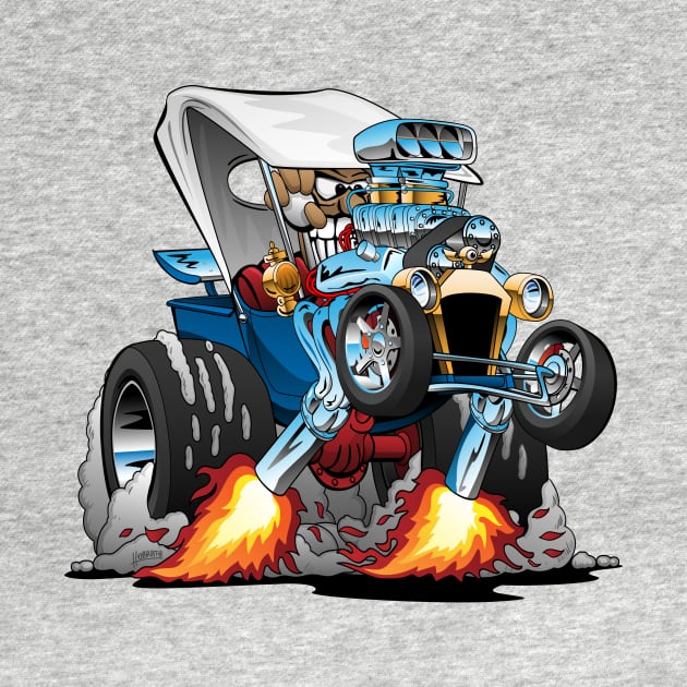 Custom T-bucket Roadster Hotrod Cartoon Illustration by hobrath